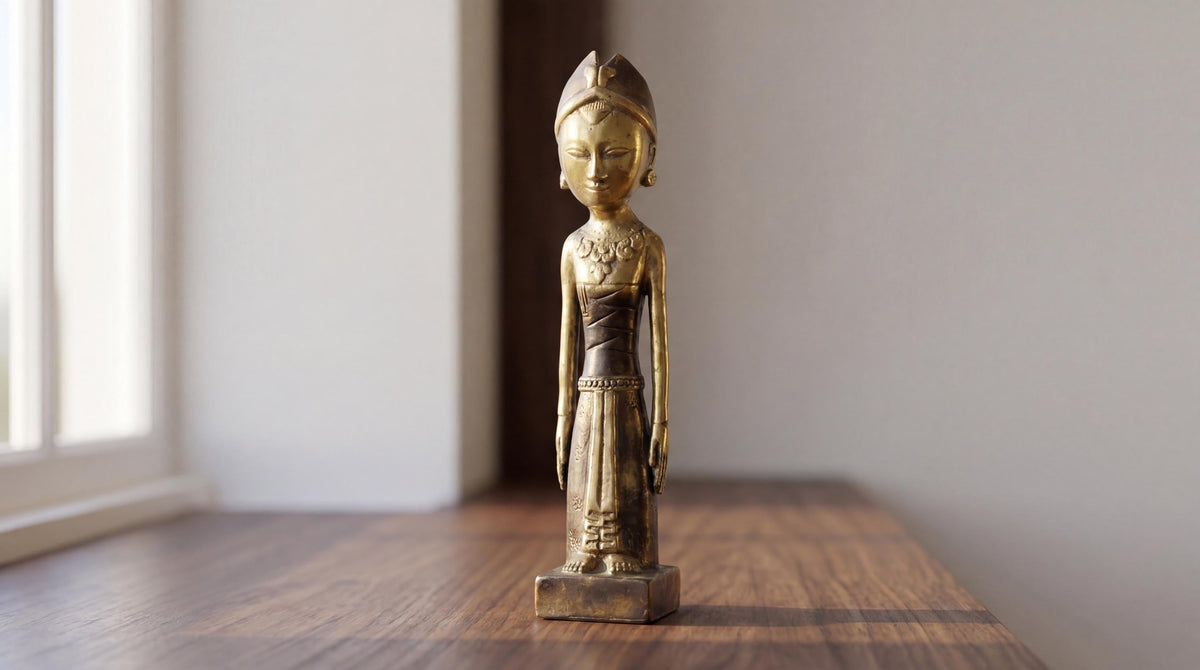 Brass Balinese Welcoming Couple Statues