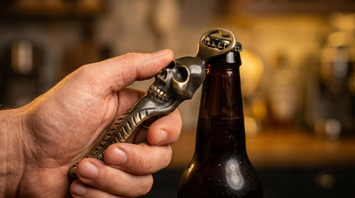 Solid Brass Skull Bottle Opener