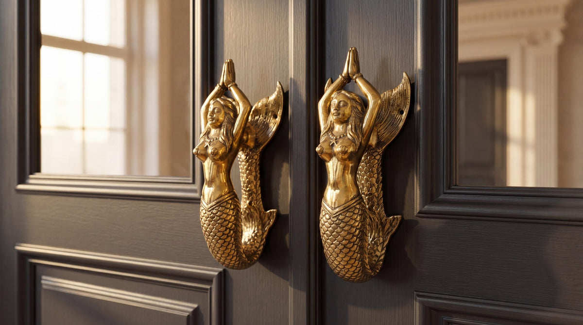 Solid Brass Mermaid Door Handle - Pair