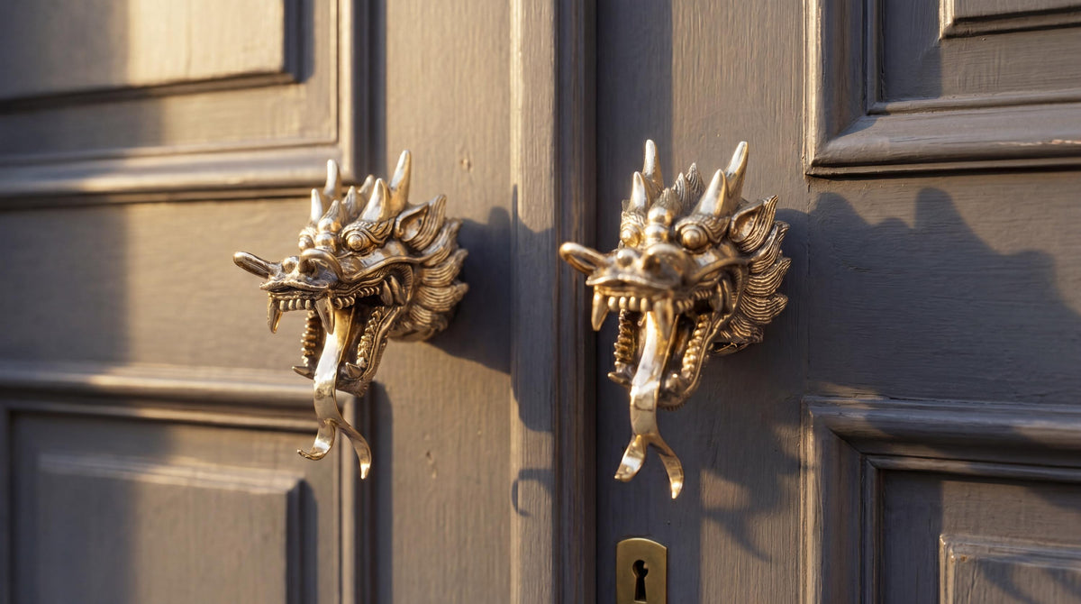 Solid Brass Dragon Head Door Knob