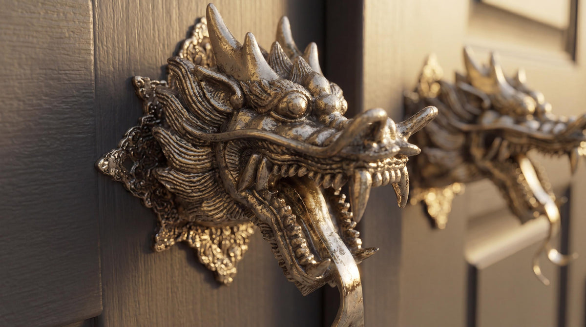 Solid Brass Dragon Head Door Knob