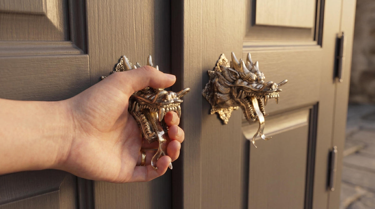 Solid Brass Dragon Head Door Knob