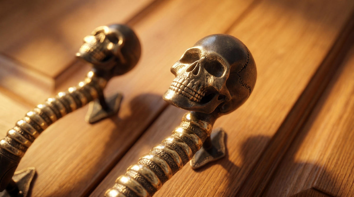 Solid Brass Skull Door Handles - Pair