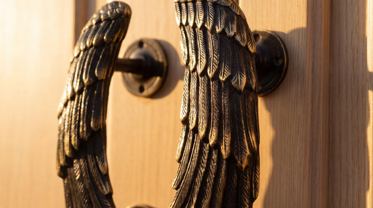 Solid Brass Angel Wings Door Handle - Pair