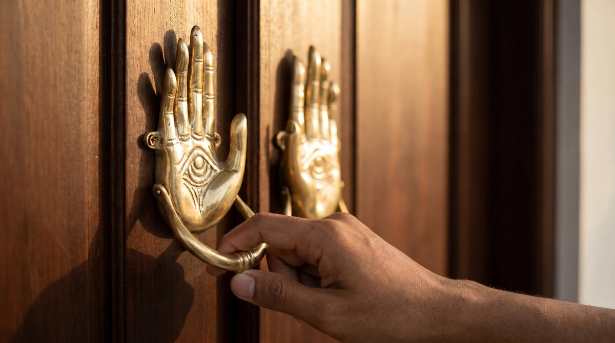 Solid Brass Hand of Fatima Door Knockers - Pair