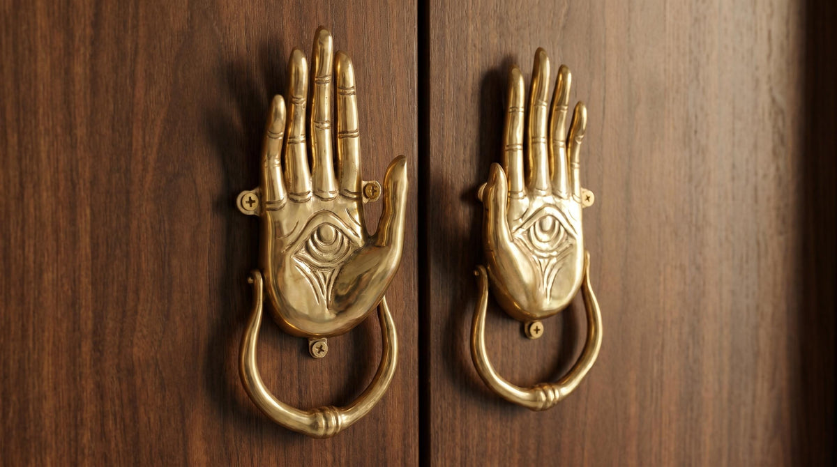 Solid Brass Hand of Fatima Door Knockers - Pair