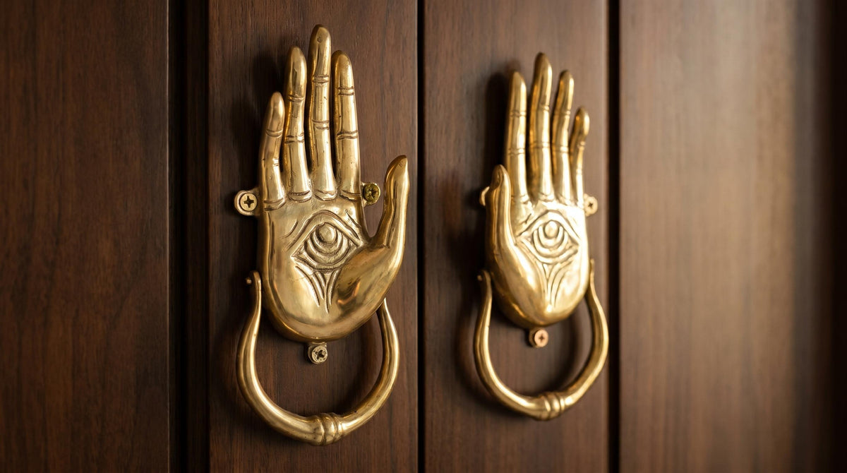 Solid Brass Hand of Fatima Door Knockers - Pair
