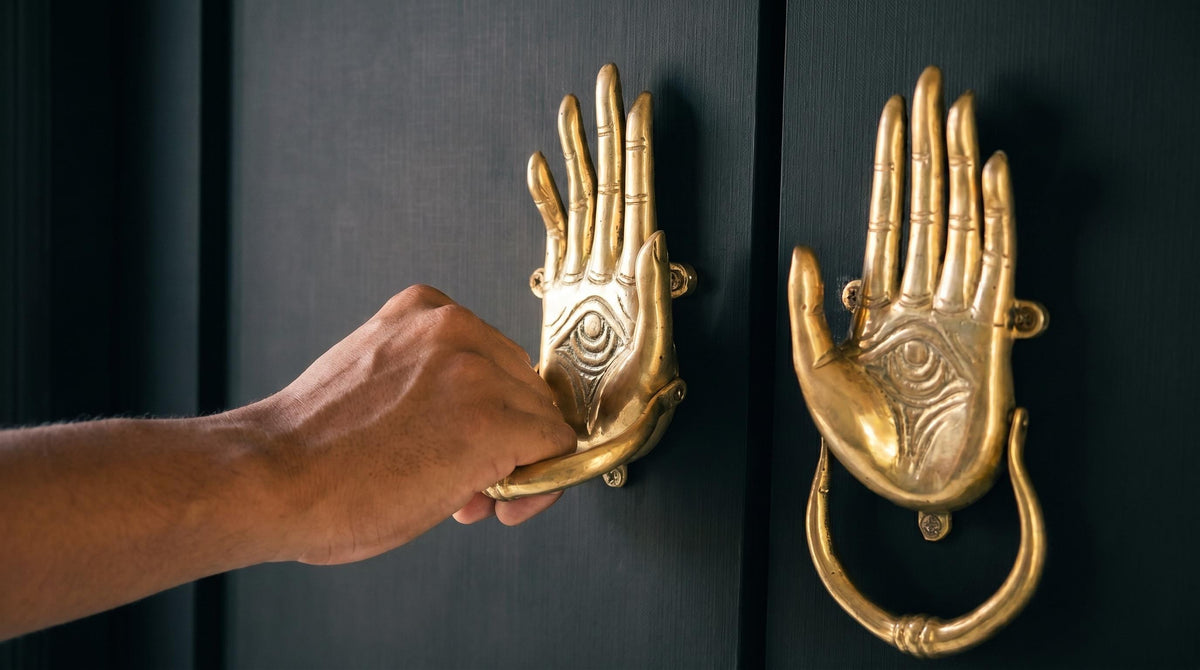 Solid Brass Hand of Fatima Door Knockers - Pair