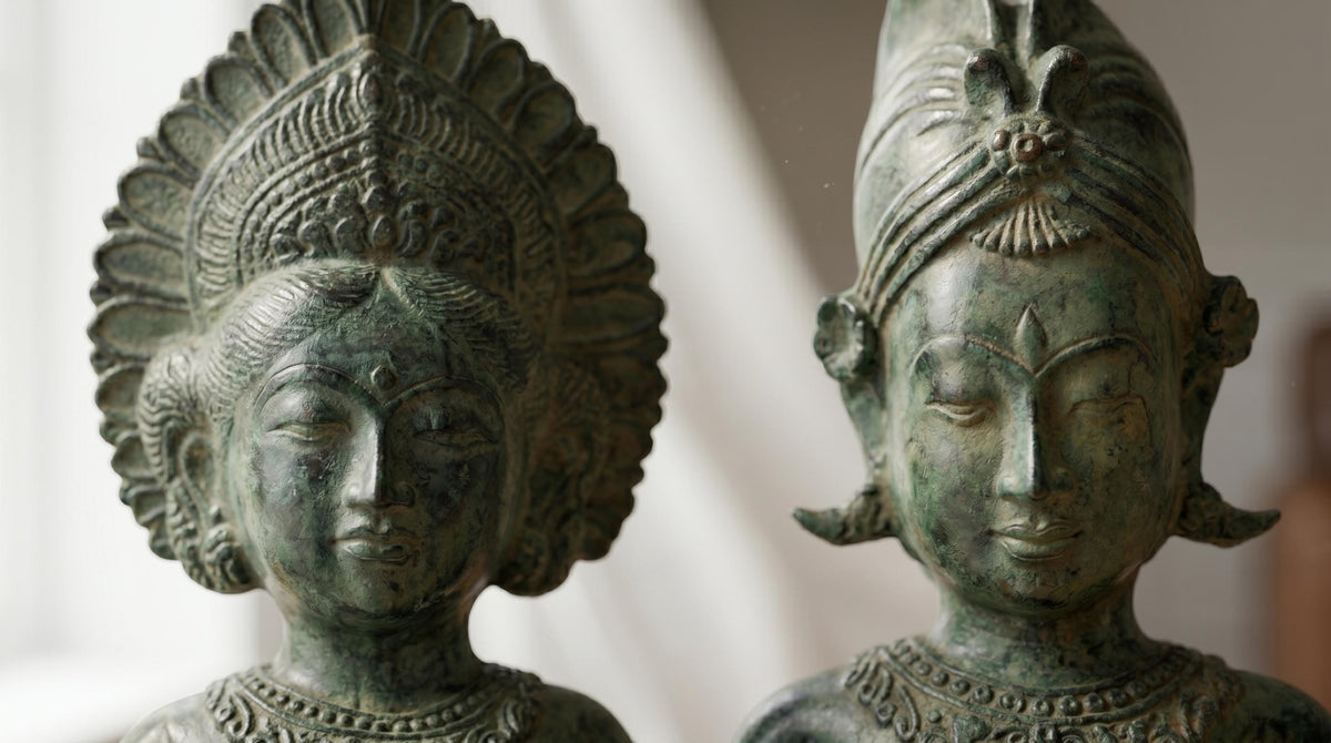 Brass Namaste Praying Couple Statues