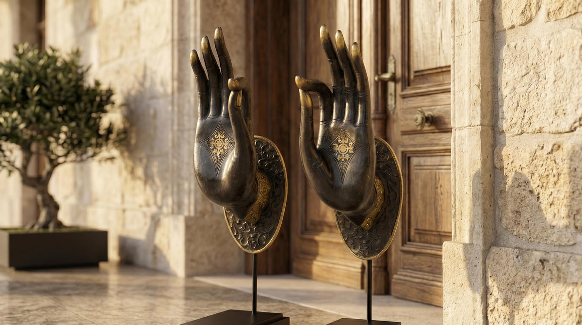 Brass Black Gold Hand Statue