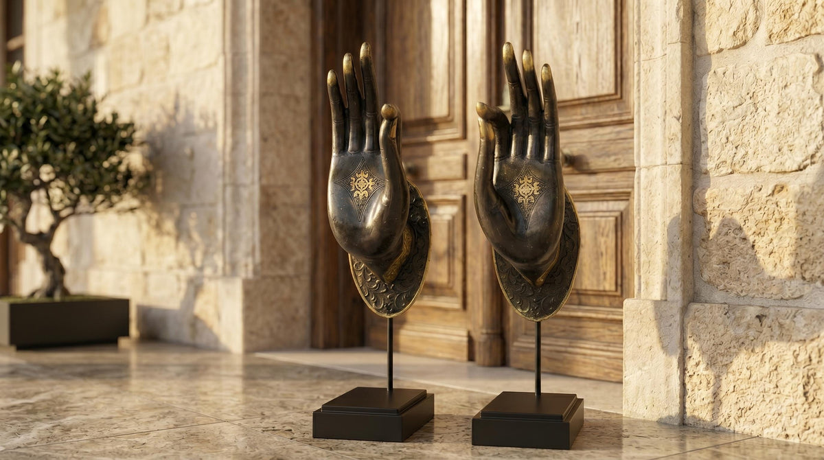 Brass Black Gold Hand Statue