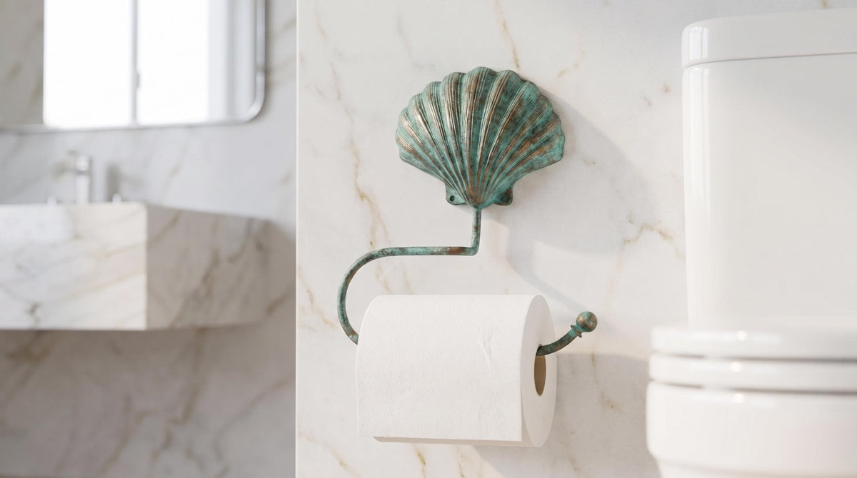 Solid Brass Seashell Toilet Paper Holder