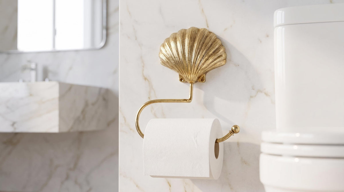 Solid Brass Seashell Toilet Paper Holder