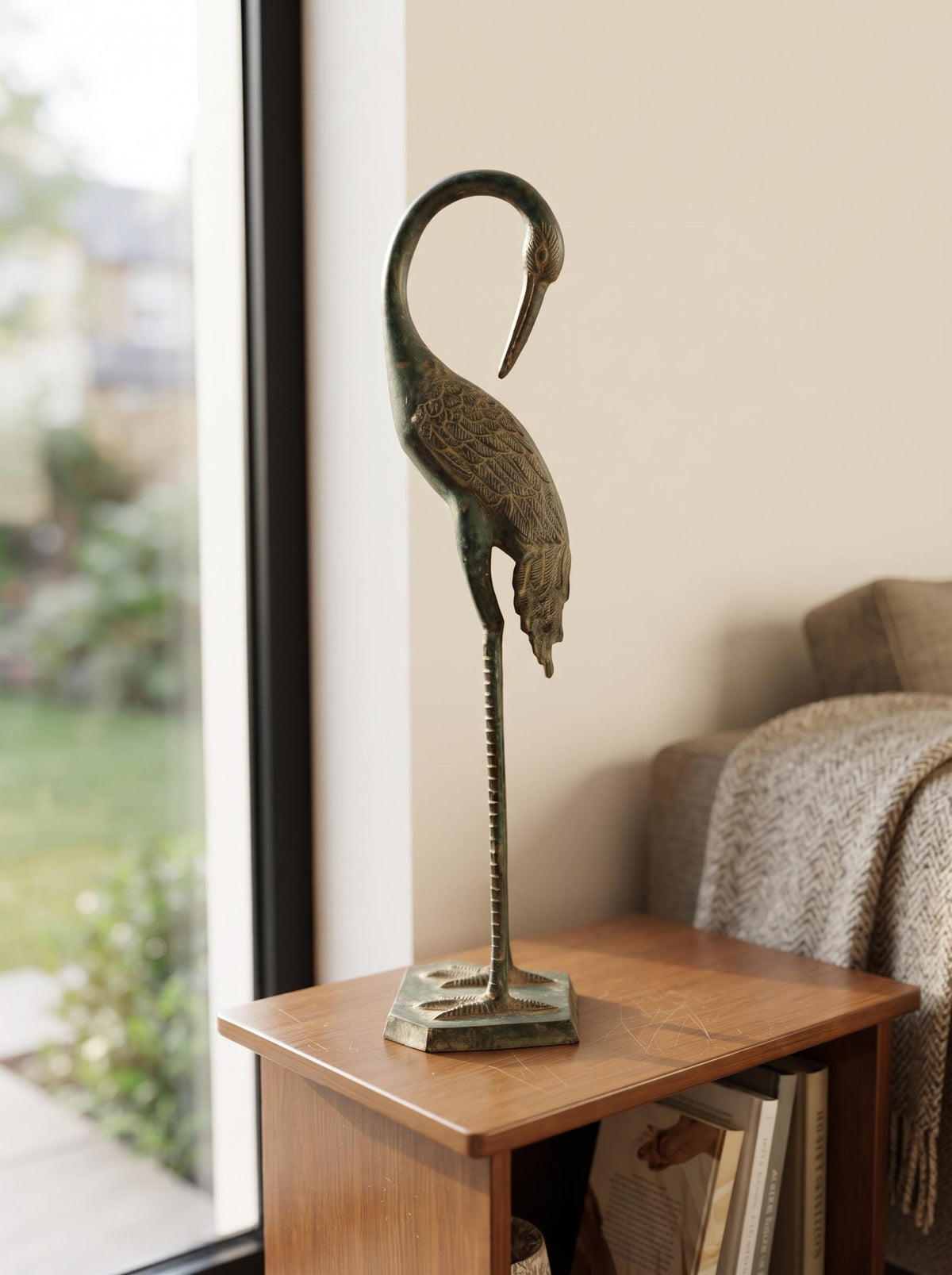 Brass Crane Statue