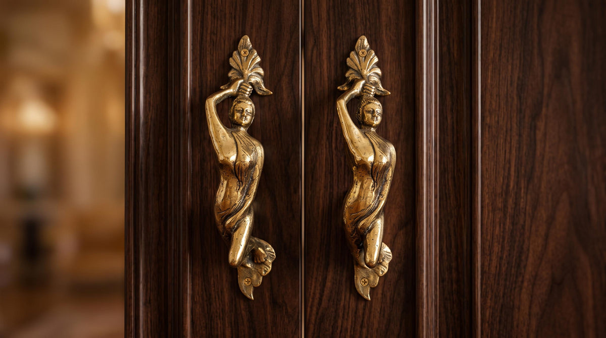 Solid Brass Dancing Lady Door Handle
