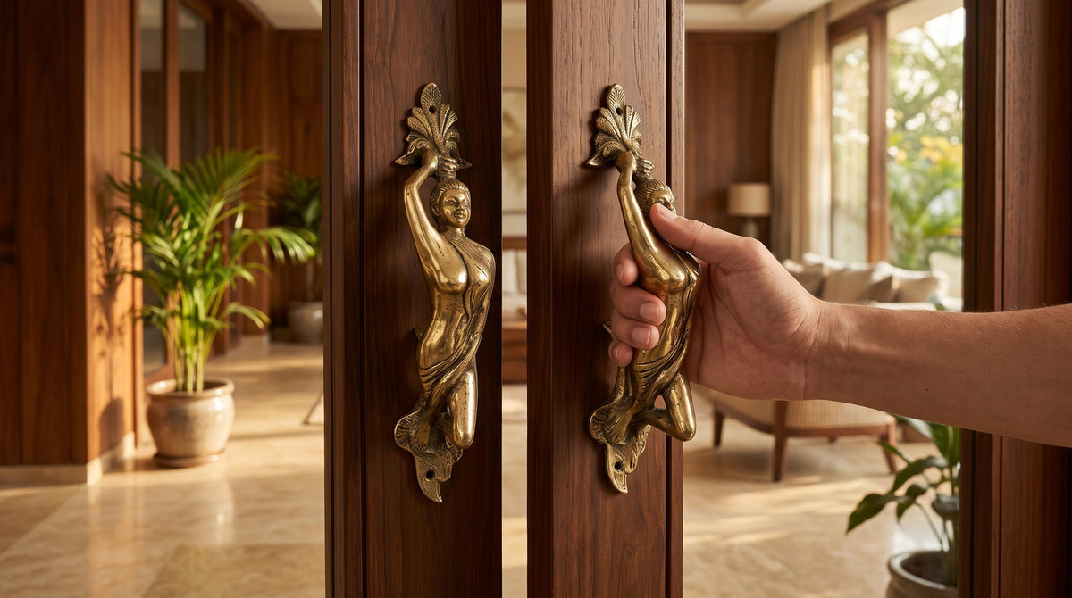 Solid Brass Dancing Lady Door Handle