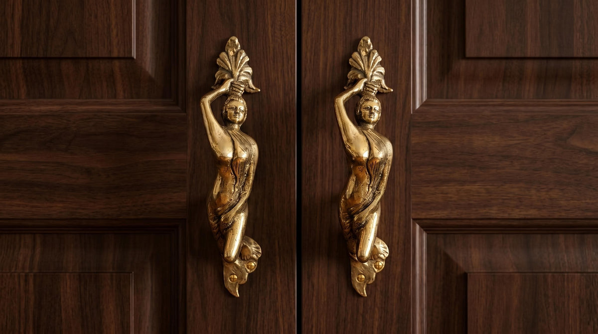 Solid Brass Dancing Lady Door Handle