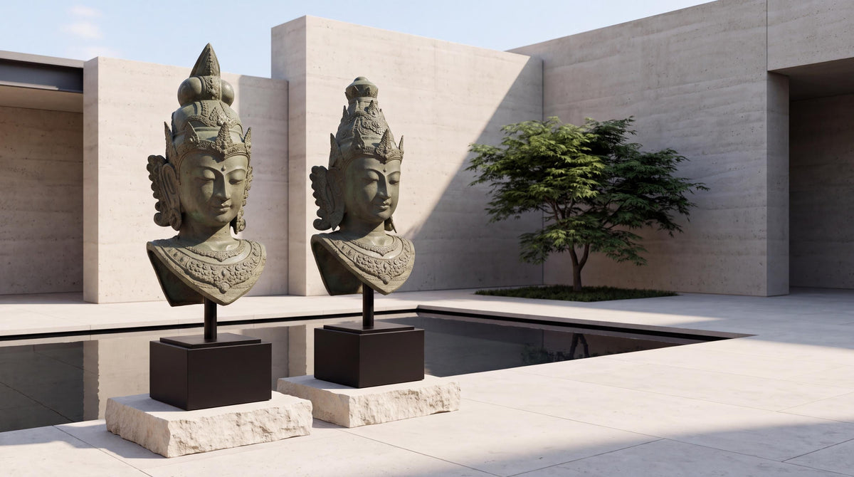 Bronze Vishnu Lakshmi Bust Sculpture