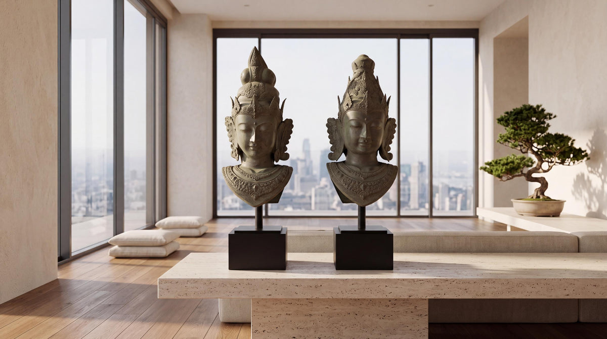 Bronze Vishnu Lakshmi Bust Sculpture