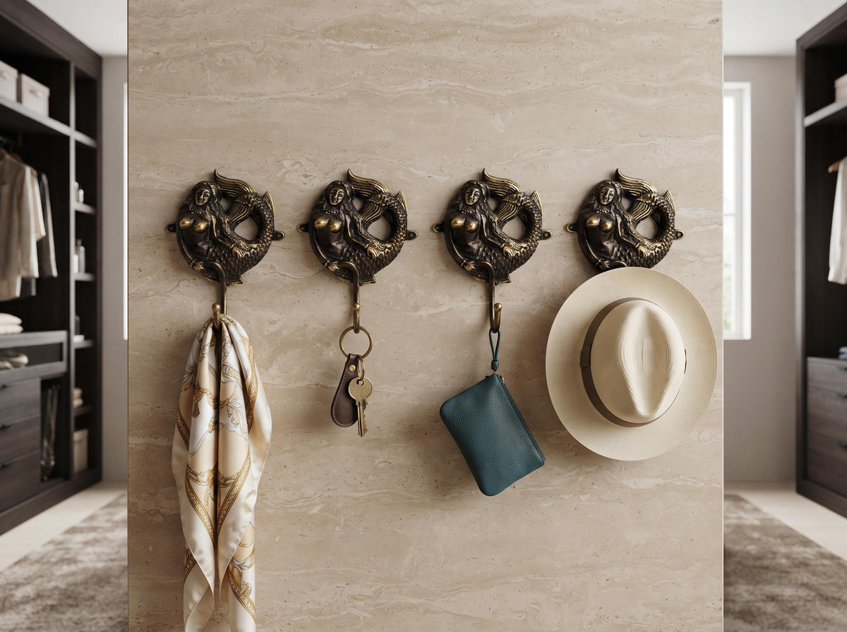 Solid Brass Mermaid Tail Wall Hook
