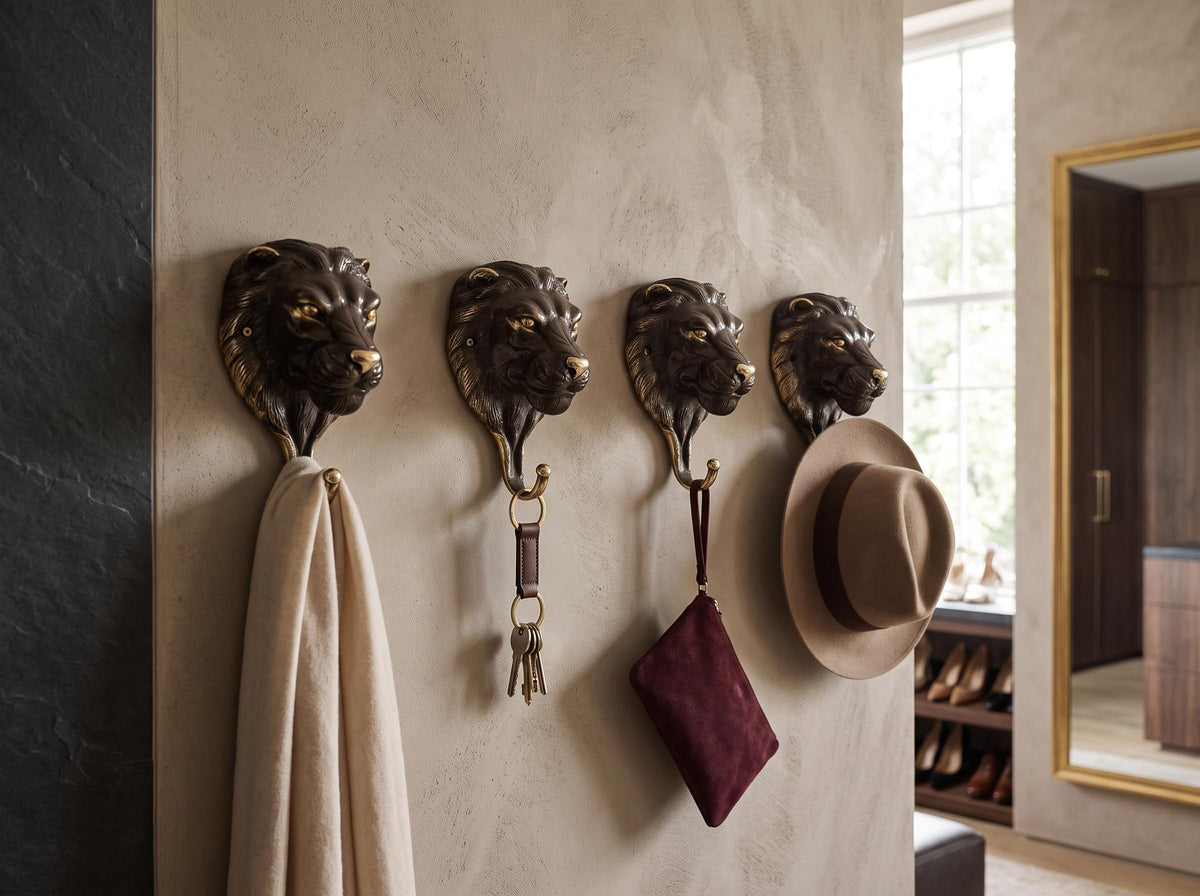 Solid Brass Lion Face Wall Hook