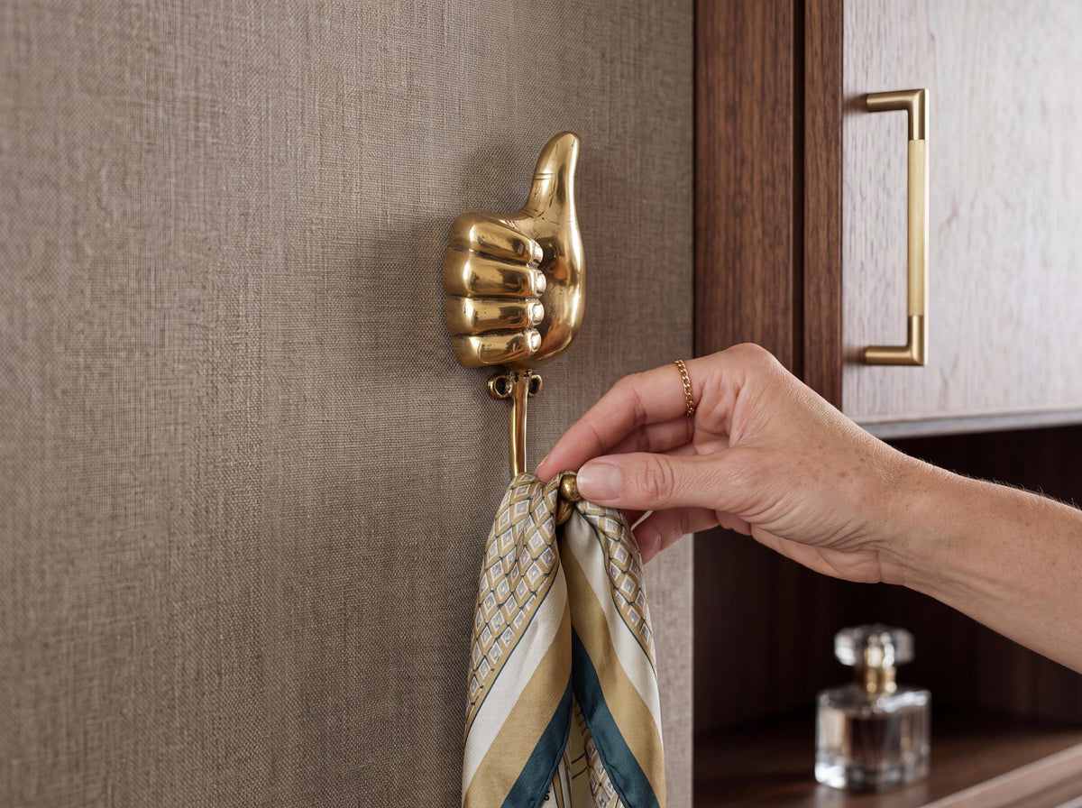 Solid Brass Thumbs Up Wall Hook