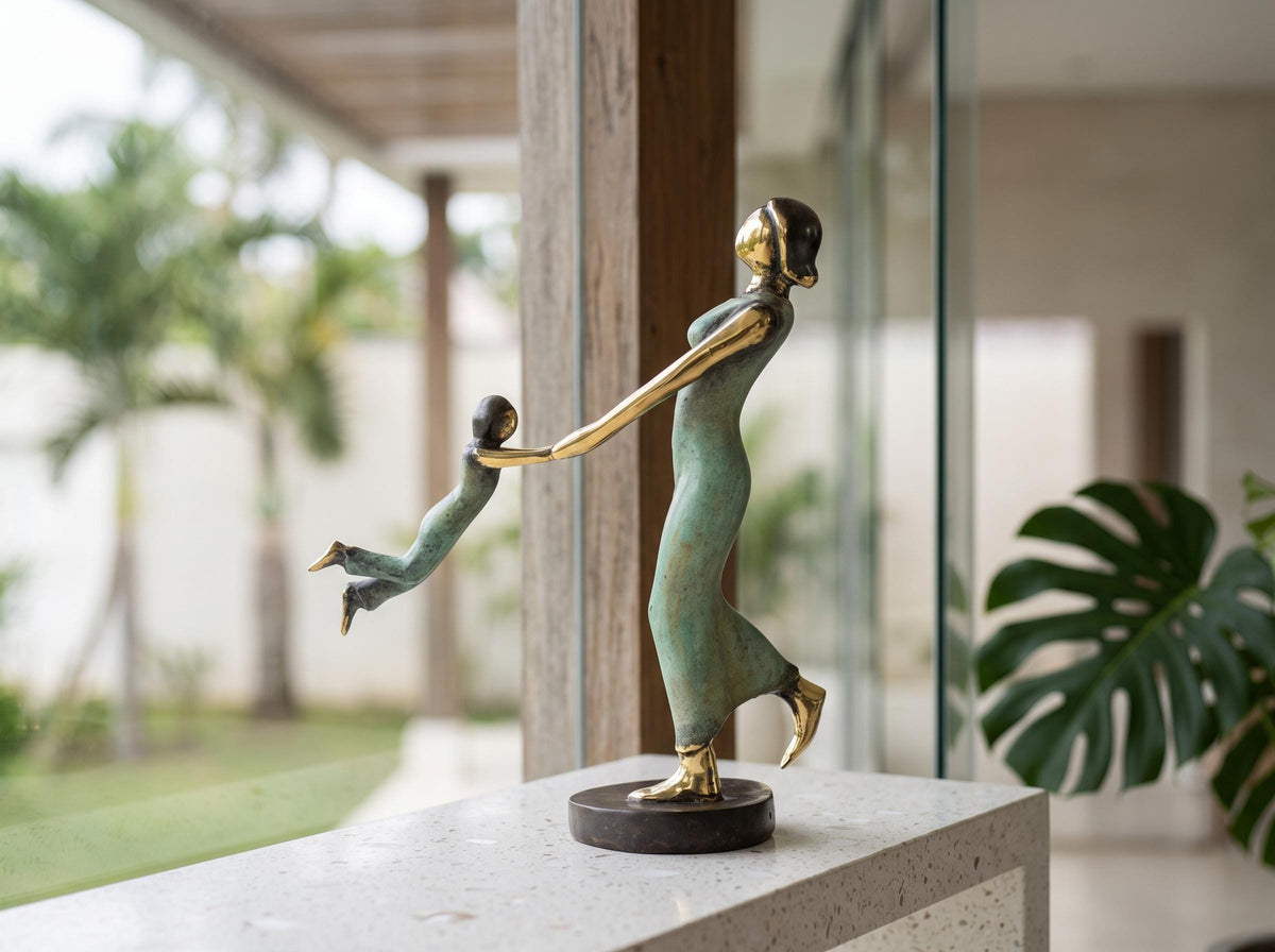 Brass Abstract Motherhood Statue