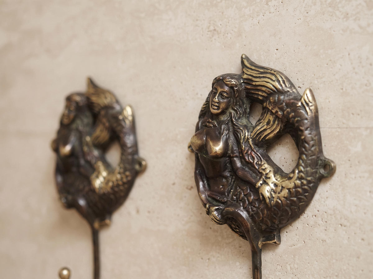 Solid Brass Mermaid Tail Wall Hook