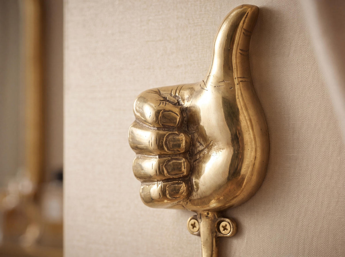 Solid Brass Thumbs Up Wall Hook