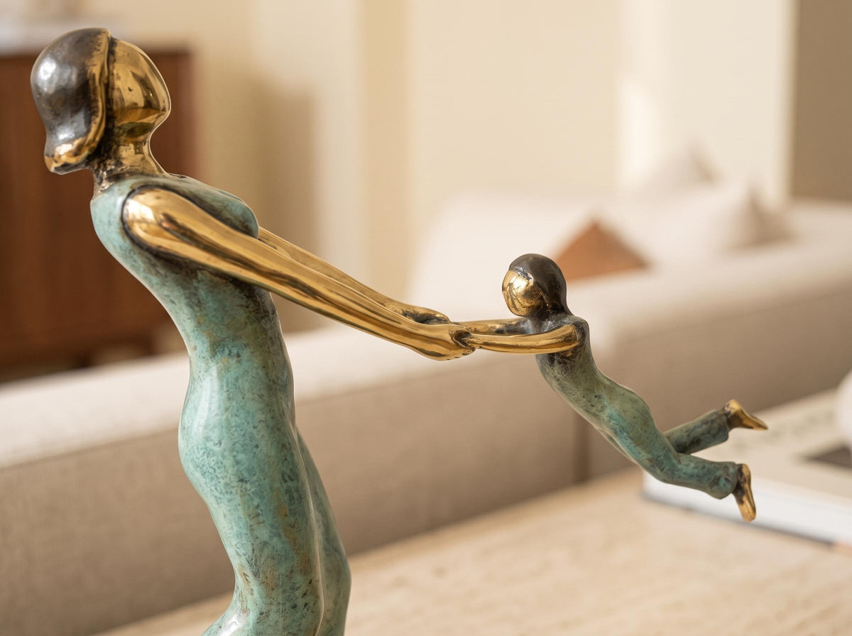 Brass Abstract Motherhood Statue