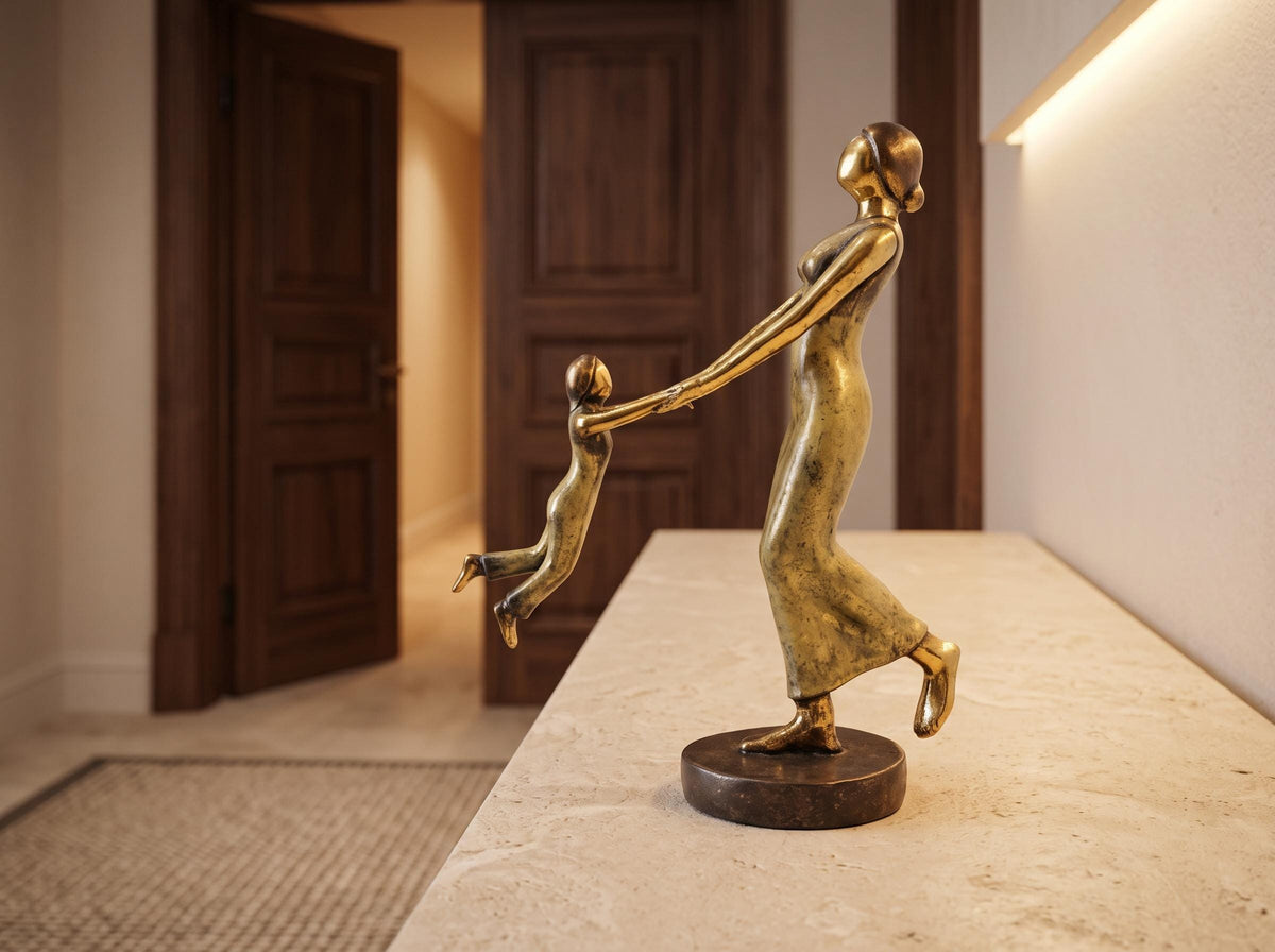 Brass Abstract Family Statue