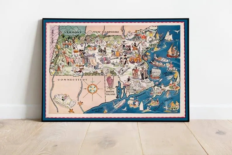 Pictorial Map of Massachusetts| The Old Bay State