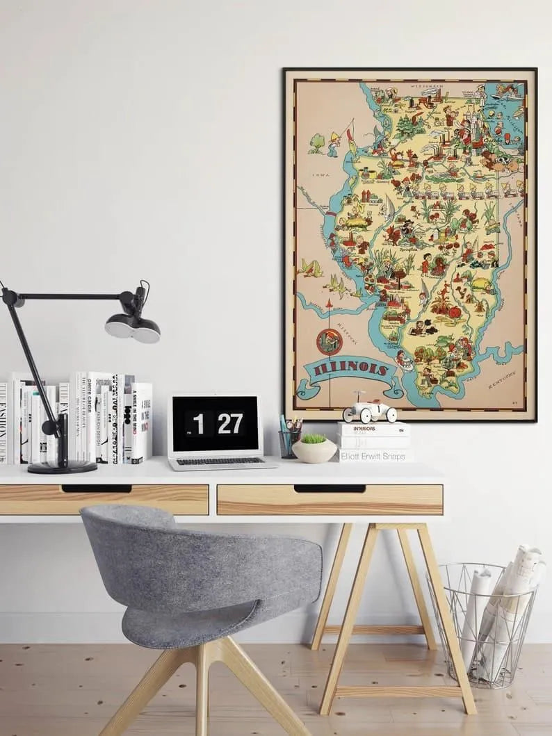 illinois Map Print| Art History