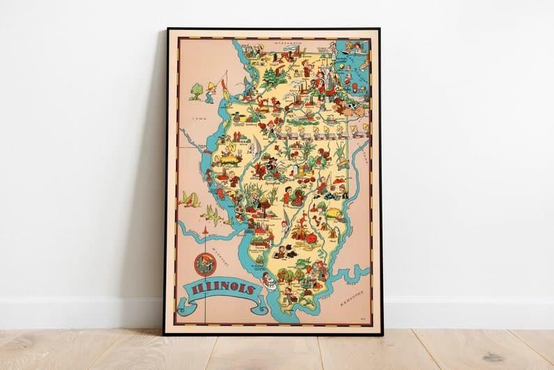illinois Map Print| Art History 