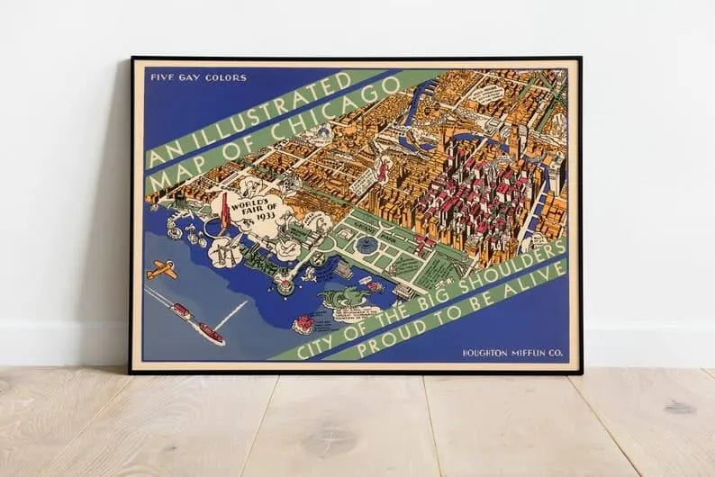 illustrated Map of Chicago| Chicago Wall Art