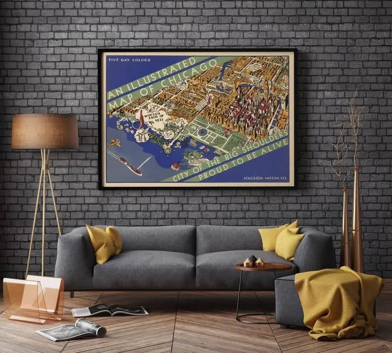 illustrated Map of Chicago| Chicago Wall Art