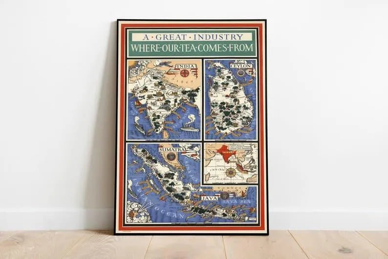 World Famous Tea Producer Countries Map Print