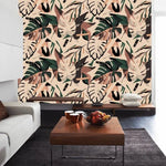 Illustrated Colorful Tropical Monstera Leaves Wallpaper