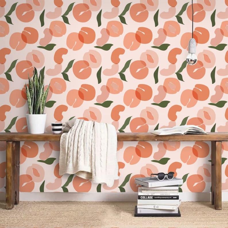 Illustrated Peach Fruit Wallpaper Illustrated Peach Fruit Wallpaper 