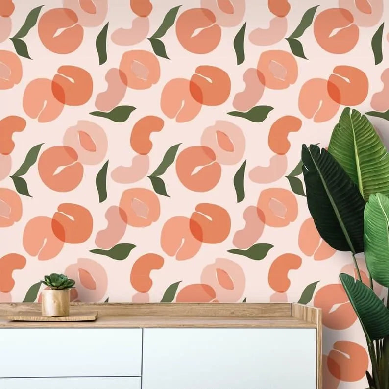 Illustrated Peach Fruit Wallpaper