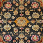 This Imperial Allure Hand Knotted Area Rug showcases a stunning vintage design with intricate floral patterns in warm hues. Perfect as a square area rug for large living rooms, this wool rug adds a touch of elegance and comfort to any space. Ideal for both living room and office settings, it embodies the charm of traditional Persian rugs.