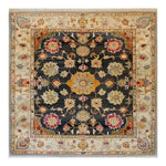 The Imperial Allure Hand Knotted Area Rug showcases a stunning floral design with vintage Persian influences, perfect for a large living room or office space. This square rug, crafted from high-quality wool, features an intricate pattern in rich, warm tones that add a touch of elegance and sophistication to any setting.