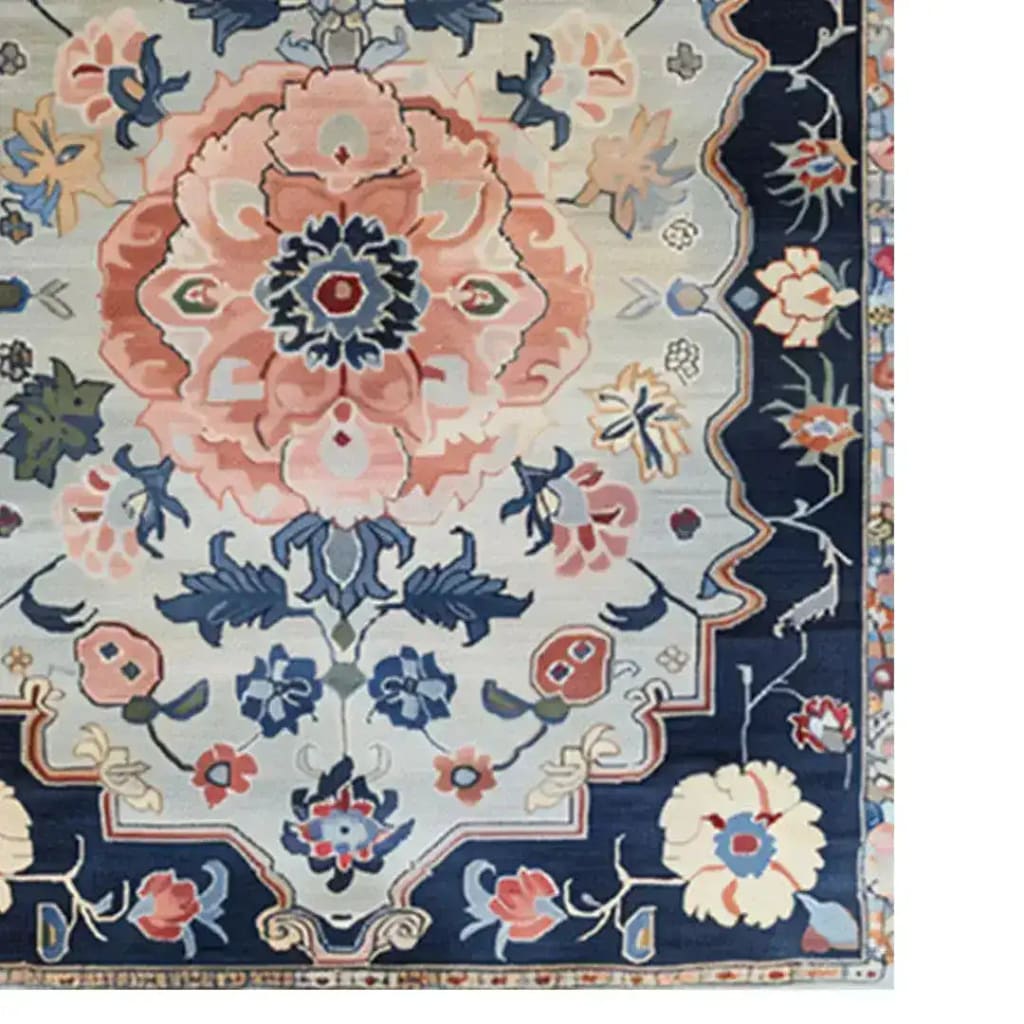 This vibrant area rug features an intricate floral design with a medley of blue, pink, and cream tones, perfect for adding a touch of vintage elegance to your living room or office. Hand-tufted from premium wool, this floral rug combines traditional artistry with modern style, making it an ideal choice for those seeking unique area rugs for living room spaces.