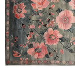 Beautiful Imperial Garden Hand Tufted Wool Rug featuring a vibrant floral design. This area rug showcases large pink flowers on a soft grey background, perfect for enhancing living room spaces with elegance. Ideal for those seeking floral rugs or large living room rugs crafted from quality wool.