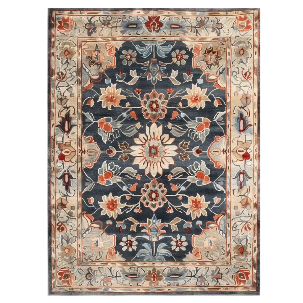 Imperial Garden Hand Tufted Wool Rug featuring a vibrant floral pattern in rich blues, reds, and creams. This elegant area rug is perfect for enhancing living room spaces, offering a luxurious touch with its high-quality wool material. Ideal for those seeking large living room rugs with a unique and artistic design.