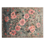 A beautifully crafted Imperial Garden Hand Tufted Wool Rug featuring a floral design with pink blossoms on a soft green background, ideal for enhancing large living room spaces. This area rug combines elegance and durability, perfect for those seeking a stylish wool rug to complement their home decor.