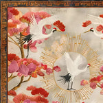 This beautiful square area rug features a stunning floral design with cranes, perfect for adding elegance to any living room. The hand-tufted wool rug showcases vibrant pink and red flowers, complemented by graceful white cranes, set against a soft background. Ideal for large living rooms, this floral rug brings an artistic touch to your space.