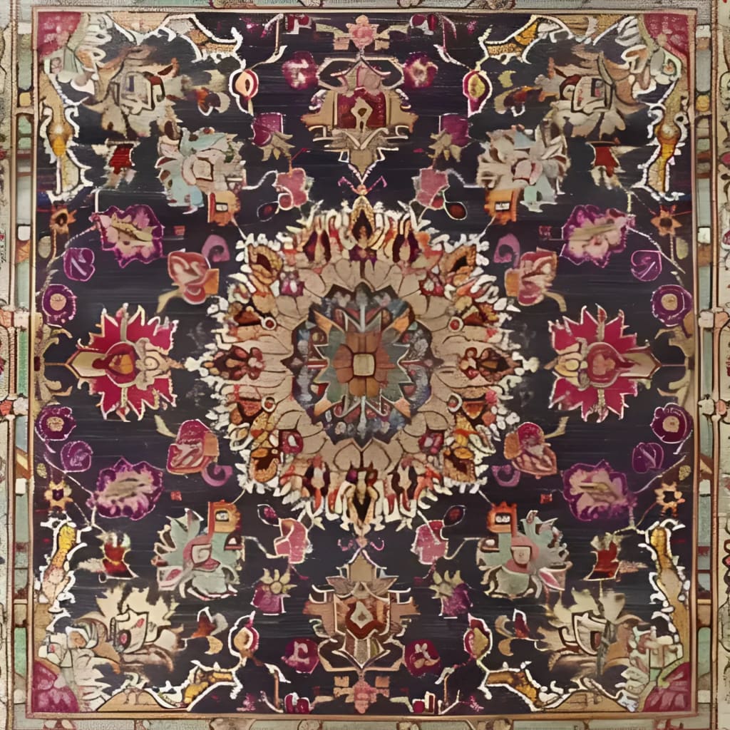 Elegant Imperial Jewel Hand Knotted Area Rug featuring a detailed floral design with rich, vibrant colors. This vintage square rug is perfect for adding a touch of Persian charm to your dining room or living room. Crafted from wool, it serves as a luxurious dining room carpet, enhancing your space with its intricate patterns and timeless appeal.