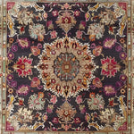 Elegant Imperial Jewel Hand Knotted Area Rug featuring a detailed floral design with rich, vibrant colors. This vintage square rug is perfect for adding a touch of Persian charm to your dining room or living room. Crafted from wool, it serves as a luxurious dining room carpet, enhancing your space with its intricate patterns and timeless appeal.
