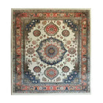 Imperial Tapestry Hand Knotted Area Rug depicting a classic Persian design with intricate floral patterns. This vintage rug showcases rich colors with a central medallion and ornate border, perfect for enhancing living room spaces. Ideal as an 8x10 living room area rug, it brings timeless elegance and a touch of luxury to any home decor.